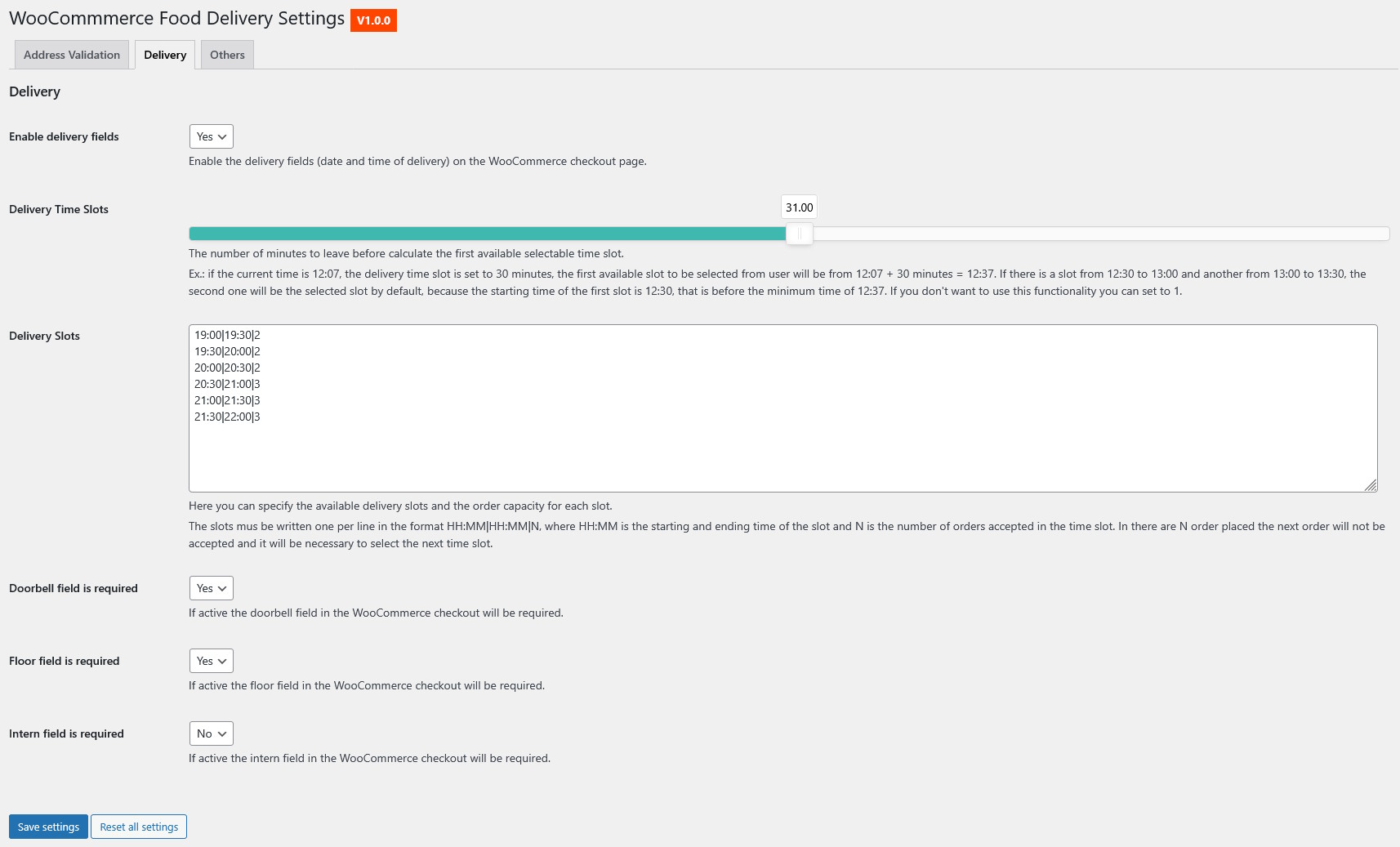 Woo Food delivery - Delivery Settings