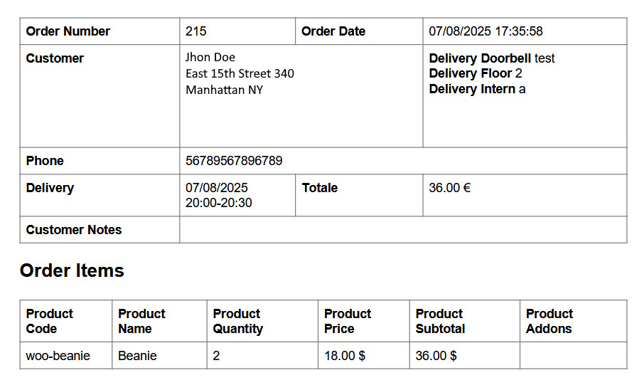 Woo Food delivery - Kitchen Order